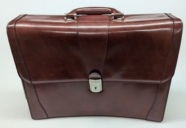 Bosca Old Leather Dark Brown Double Gusset Briefcase #833-58