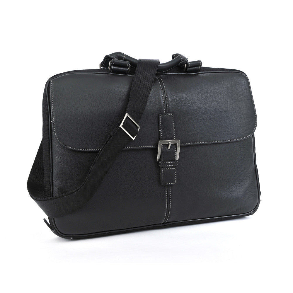 Boconi Tyler Tumbled Leather Portfolio Briefcase Bag (200-1107)