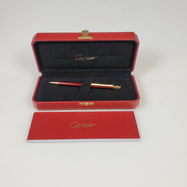 Cartier NEW Cartier Santos Burgundy and Gold Ballpoint Pen (ST150190) freeshipping - Dealports