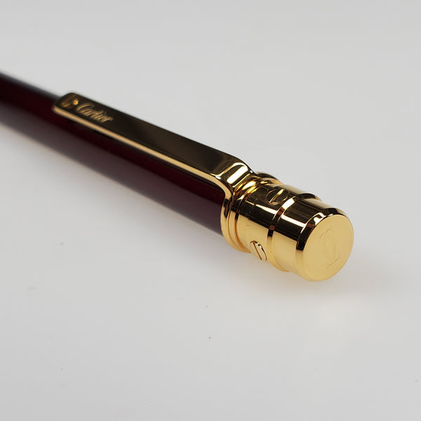 Cartier NEW Cartier Santos Burgundy and Gold Ballpoint Pen (ST150190) freeshipping - Dealports