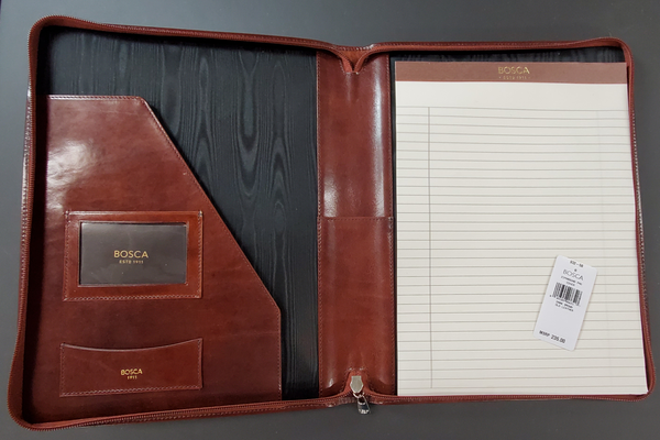 Bosca Old Leather Brown Zipper Padfolio #932 58